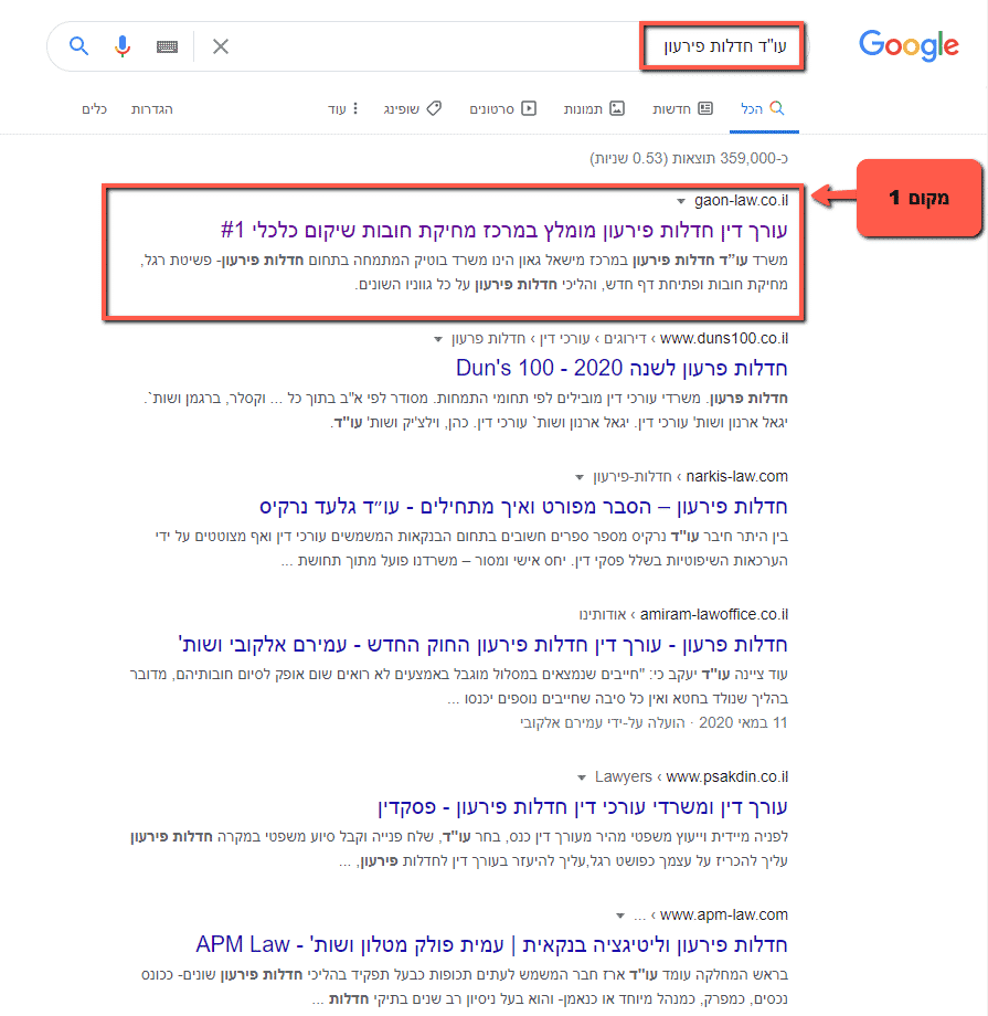 עורך דין חדלות פירעון - מקום ראשון