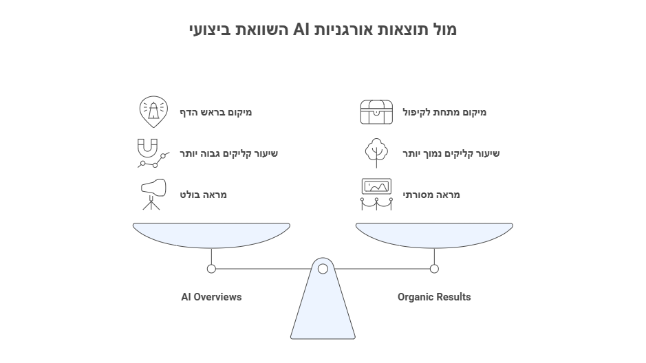 AI Overviews vs Organic Results | אברהם רגבסקי השוואה בין תוצאות AI לתוצאות אורגניות - ההבדלים המרכזיים