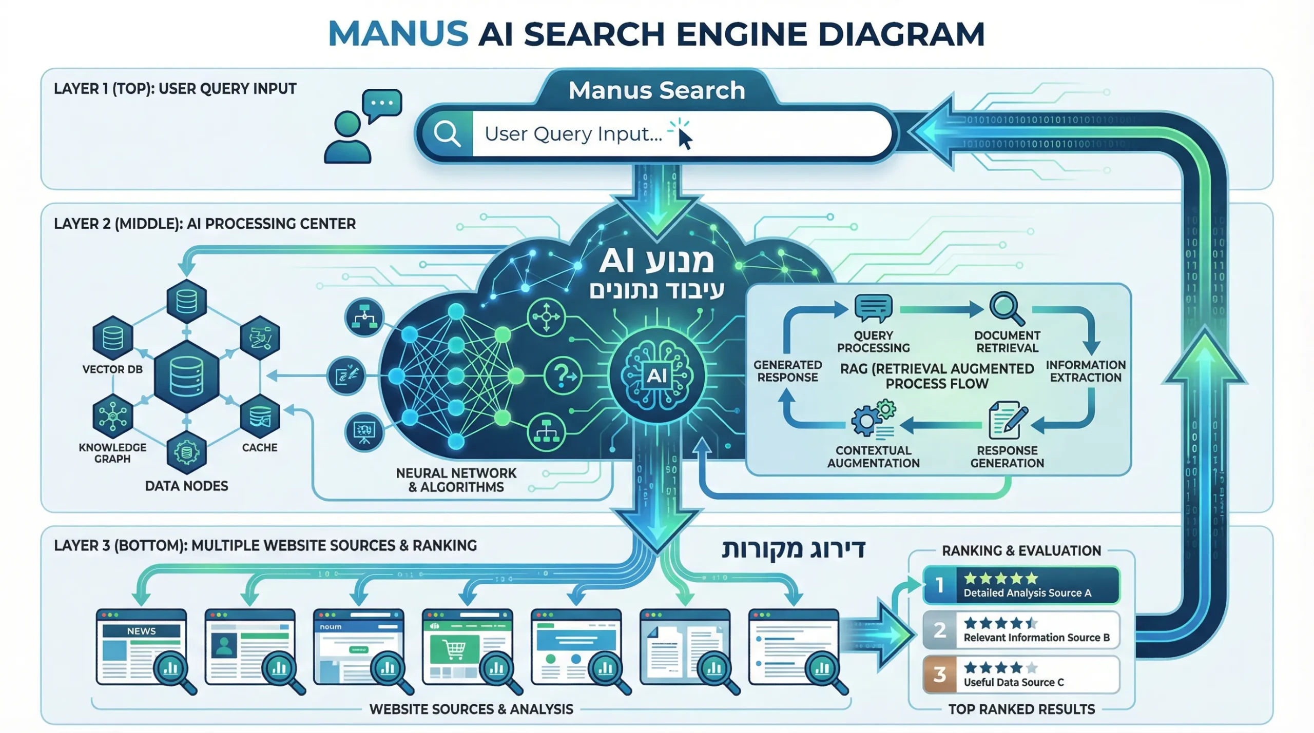 דיאגרמה של מנוע החיפוש מאנוס Manus AI