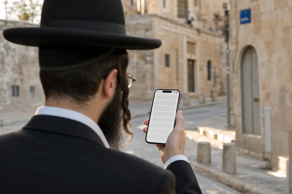 פרסום לחרדים - חיפוש בגוגל מהנייד ברחוב בירושלים